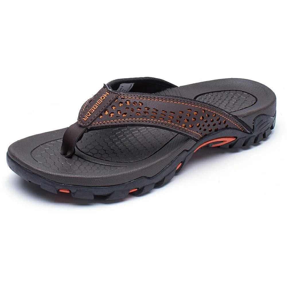 Flip Flops Men's Leather Arch Support Comfort Cushioned Summer Beach Thongs