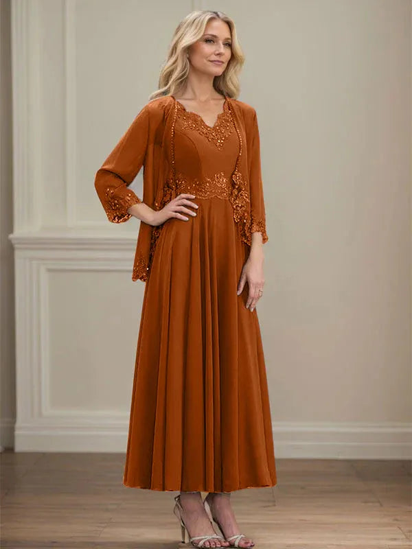 Women's Chiffon Evening Dress with Jacket
