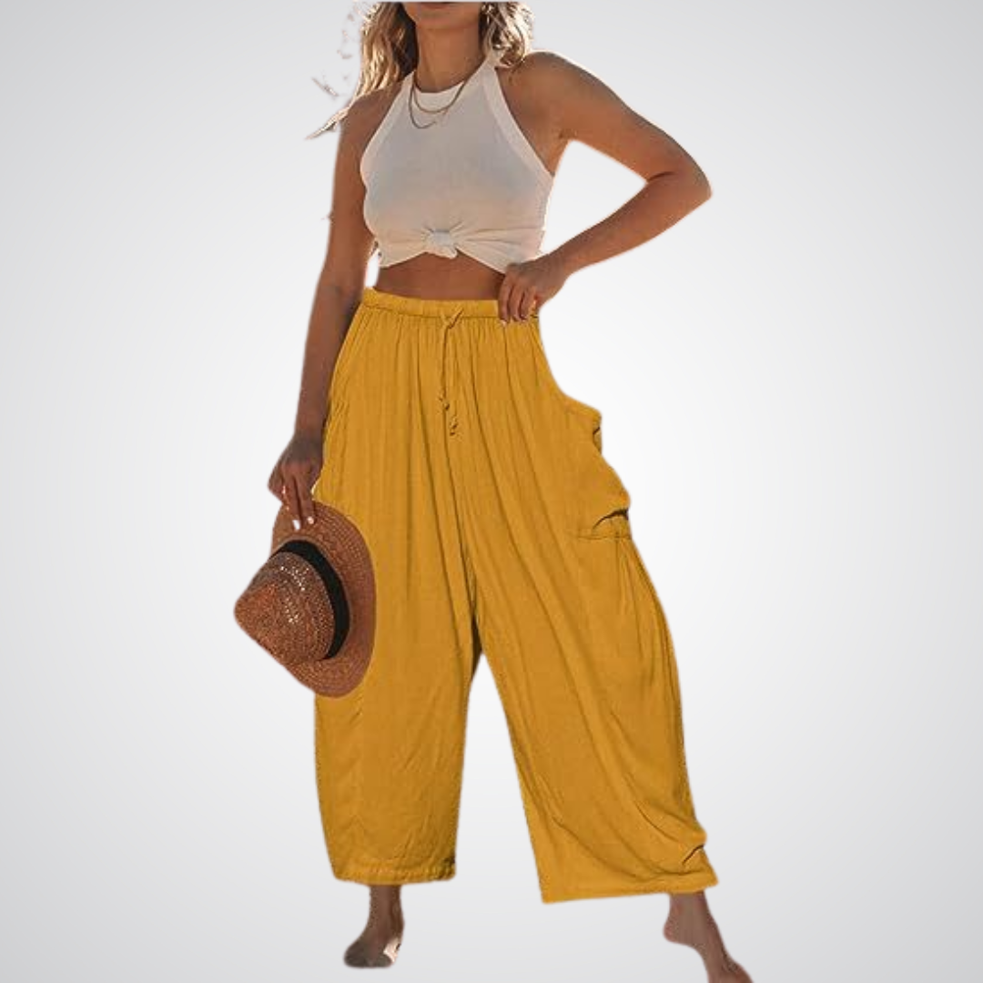 Women's Wide Leg Linen Pants High Waisted Lounge Trousers