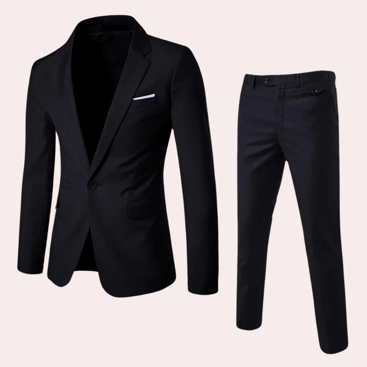 Men's Three Piece Slim Fit Wool Suit Formal Business Tuxedo