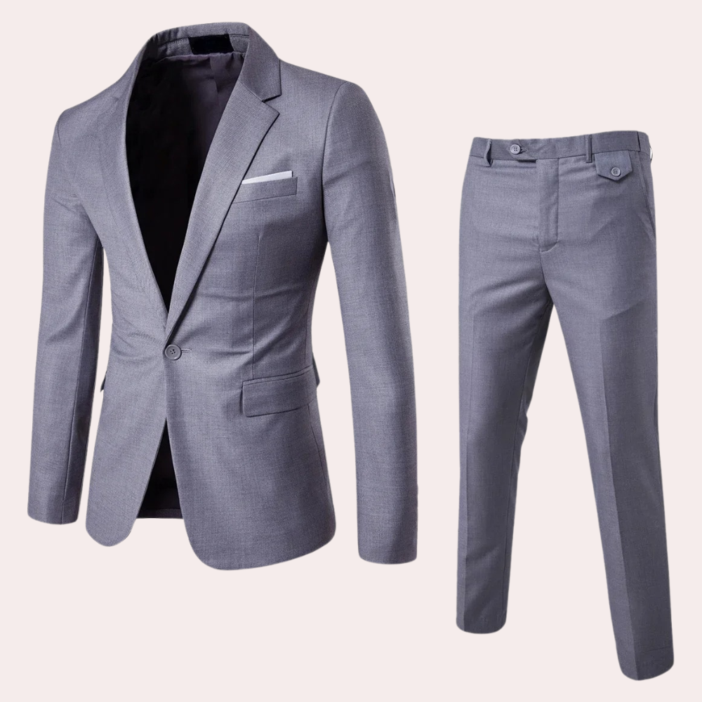 Men's Three Piece Slim Fit Wool Suit Formal Business Tuxedo
