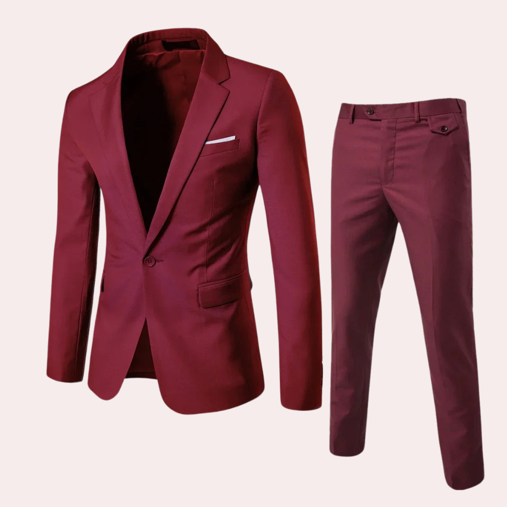 Men's Three Piece Slim Fit Wool Suit Formal Business Tuxedo