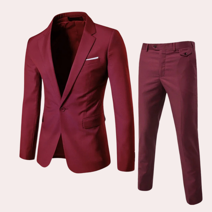 Men's Three Piece Slim Fit Wool Suit Formal Business Tuxedo