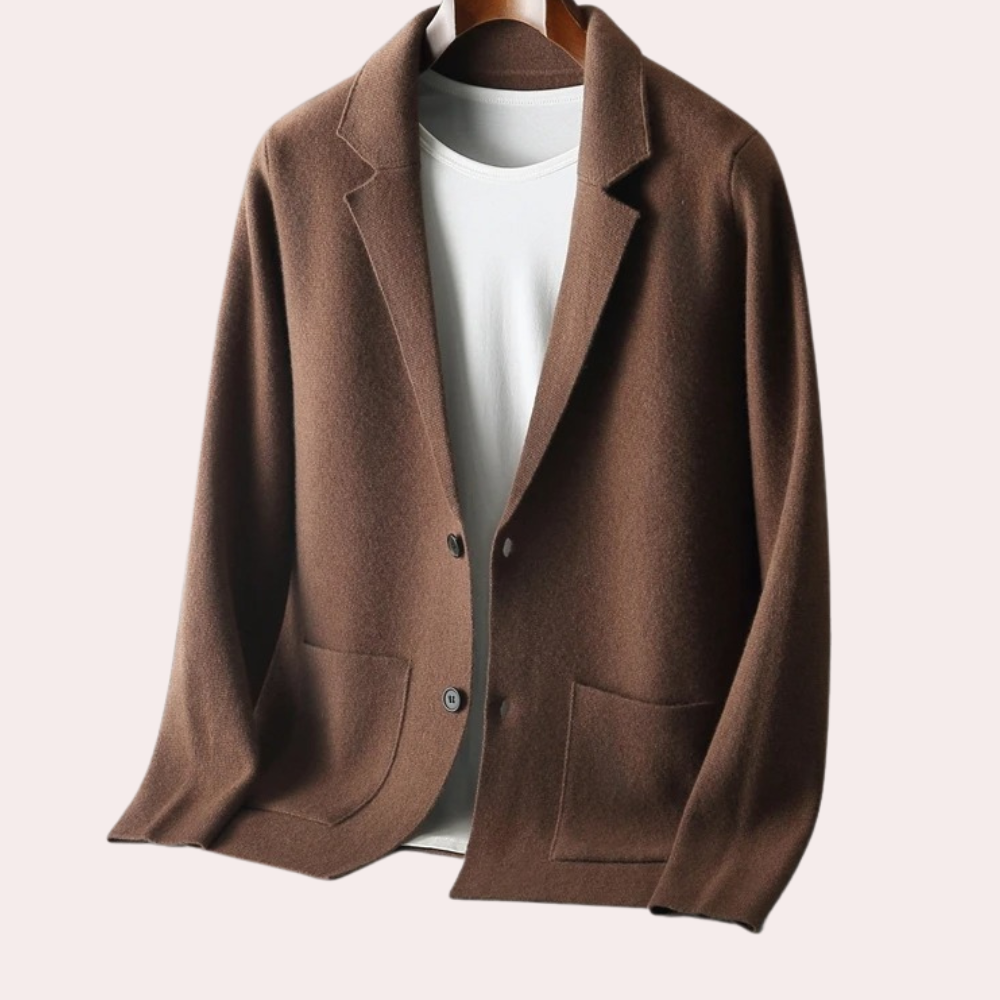 Men Knit Wool Blazer Suit Jacket Cardigan