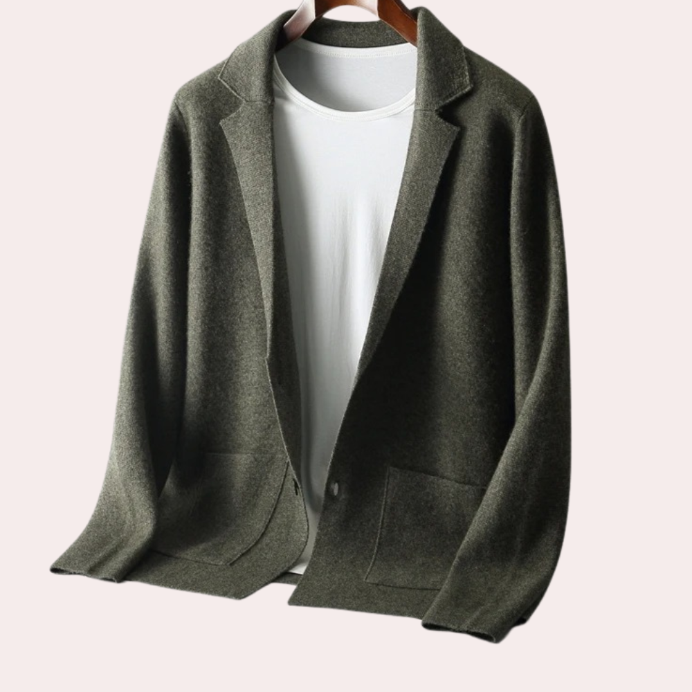 Men Knit Wool Blazer Suit Jacket Cardigan