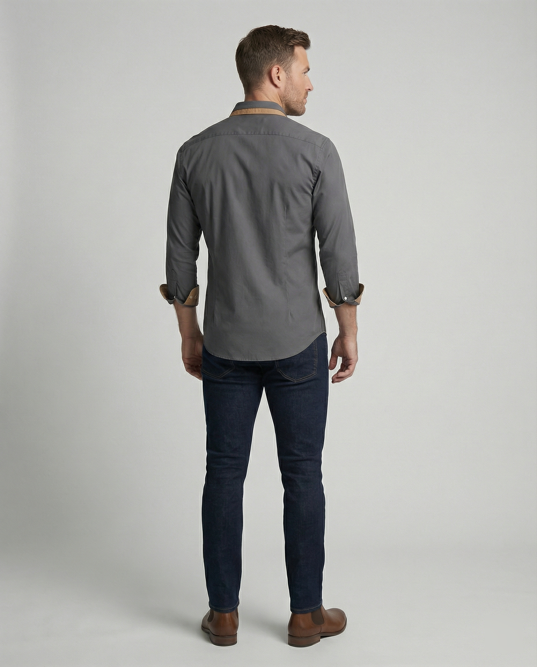 Men's Long Sleeve Slim Fit Button Down Wool Shirt