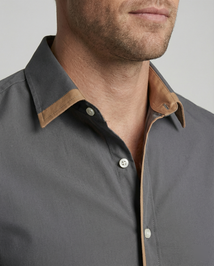 Men's Long Sleeve Slim Fit Button Down Wool Shirt