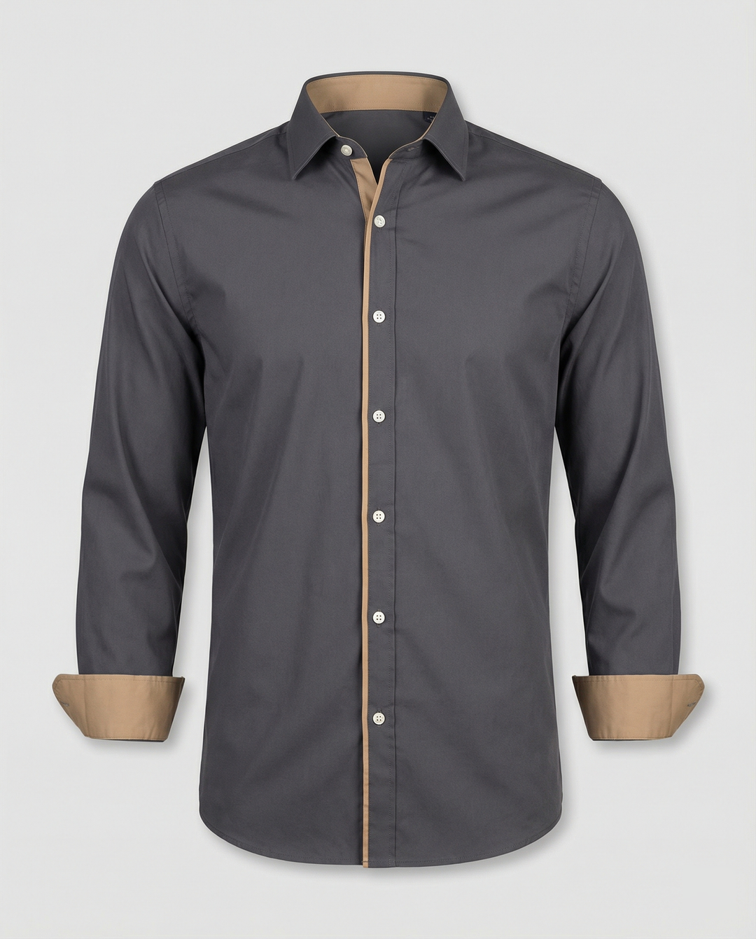 Men's Long Sleeve Slim Fit Button Down Wool Shirt
