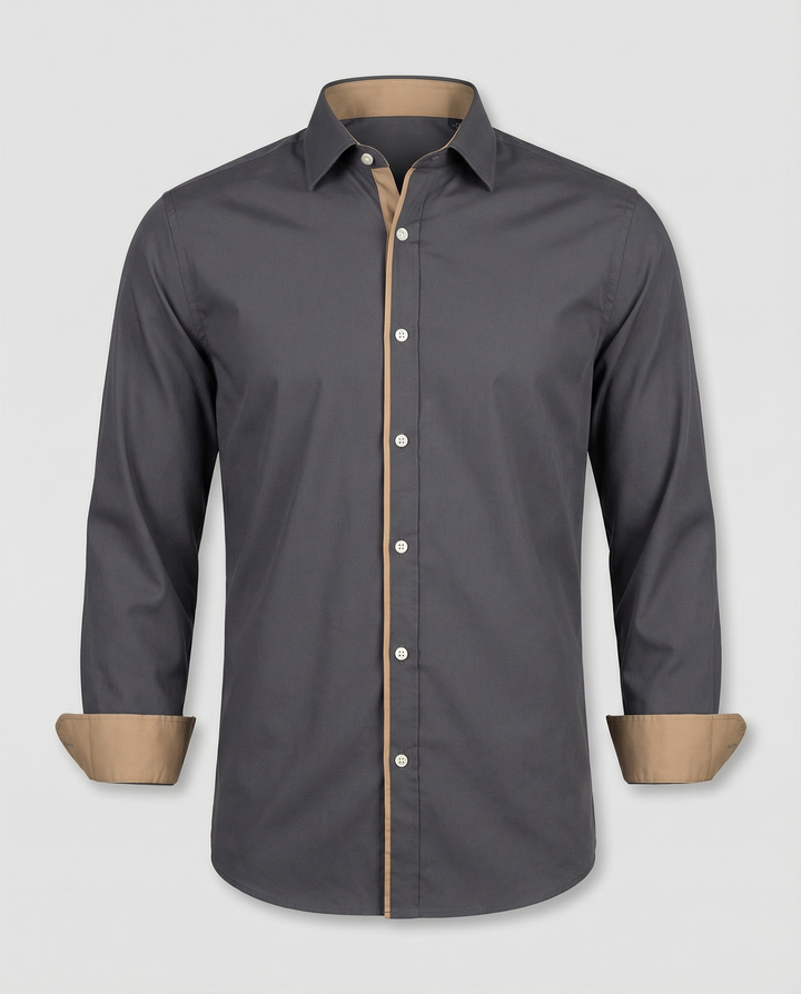 Men's Long Sleeve Slim Fit Button Down Wool Shirt