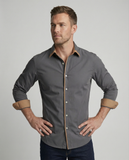 Men's Long Sleeve Slim Fit Button Down Wool Shirt