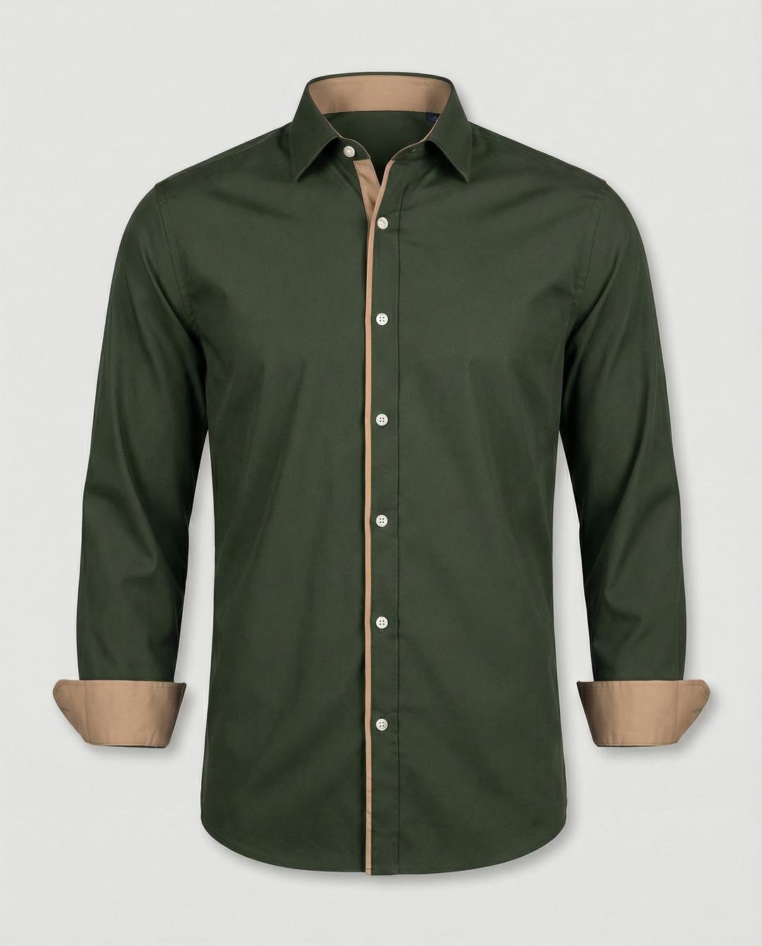 Men's Long Sleeve Slim Fit Button Down Wool Shirt