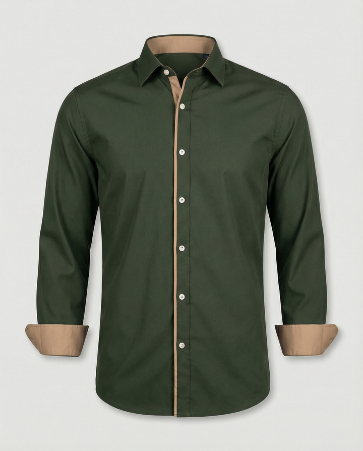 Men's Long Sleeve Slim Fit Button Down Wool Shirt