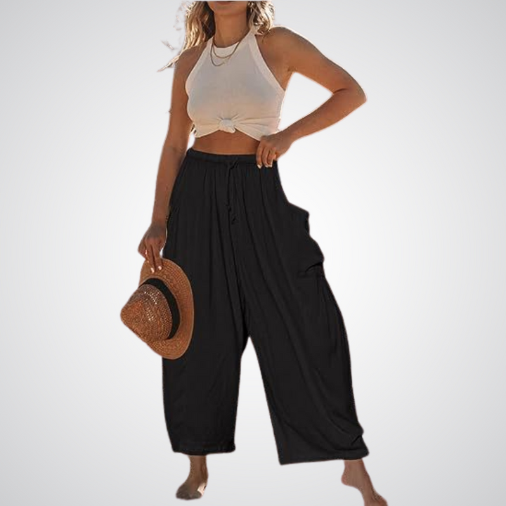 Women's Wide Leg Linen Pants High Waisted Lounge Trousers