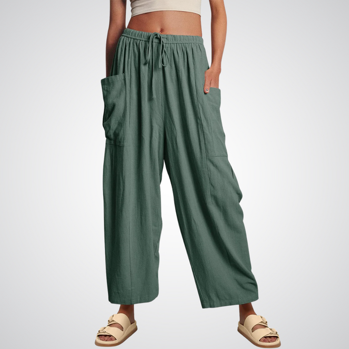 Women's Wide Leg Linen Pants High Waisted Lounge Trousers