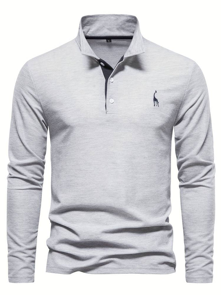 Men's Long Sleeve Polo Shirt Merino Wool Blend Knit Slim Fit