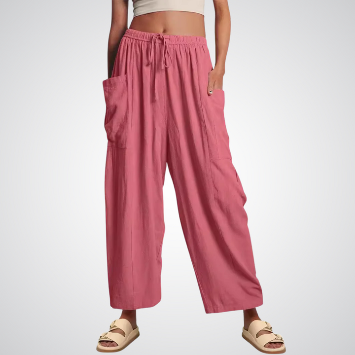 Women's Wide Leg Linen Pants High Waisted Lounge Trousers