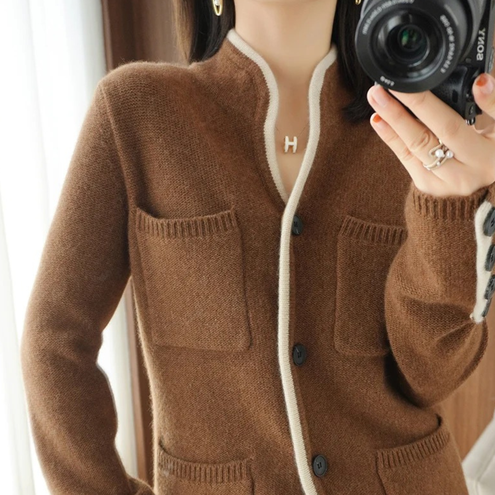 Women's Merino Wool Knit Button Front Cardigan Jacket