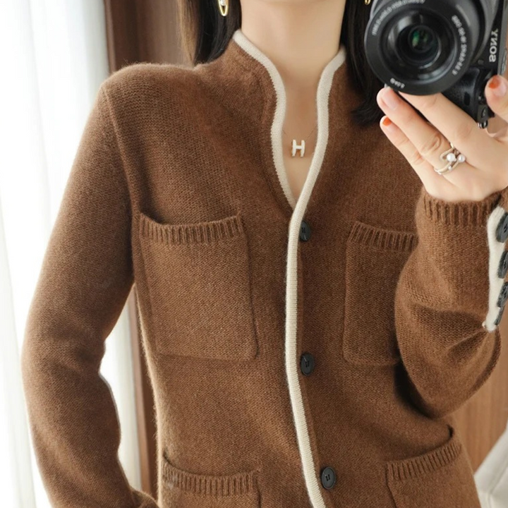 Women's Merino Wool Knit Button Front Cardigan Jacket