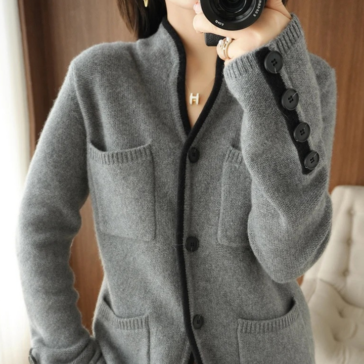 Women's Merino Wool Knit Button Front Cardigan Jacket