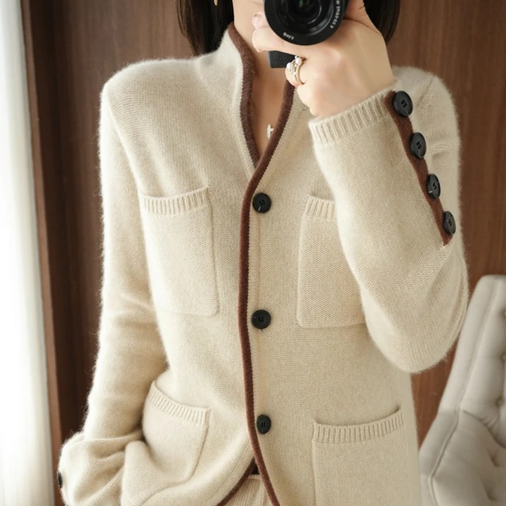 Women's Merino Wool Knit Button Front Cardigan Jacket