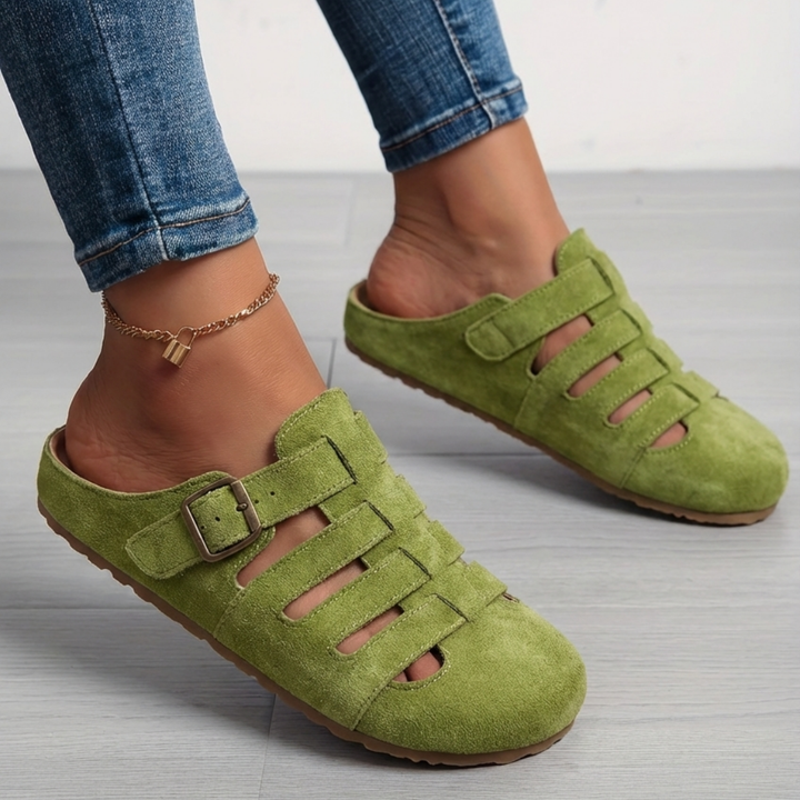 Women's Leather Slip-On Mule Clog Sandals