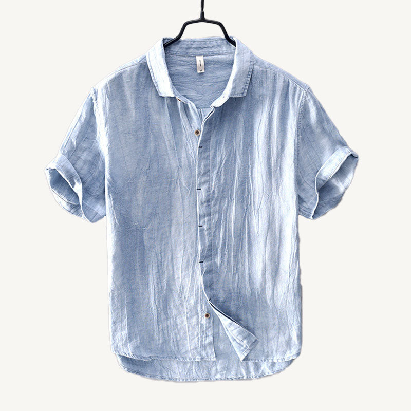 Men's Casual Linen Short Sleeve Button Down Shirt