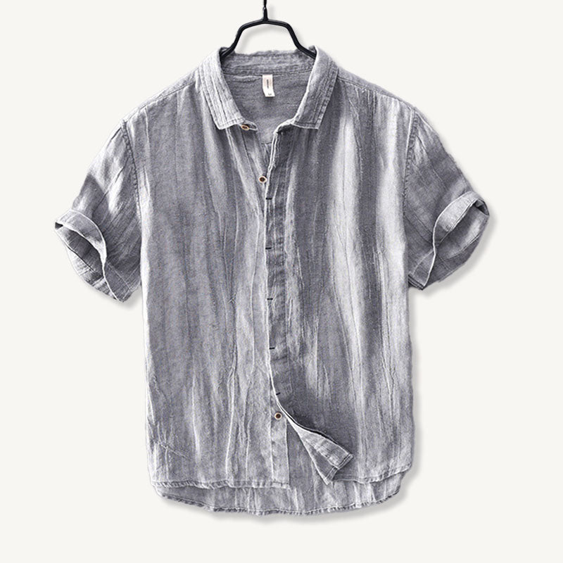 Men's Casual Linen Short Sleeve Button Down Shirt