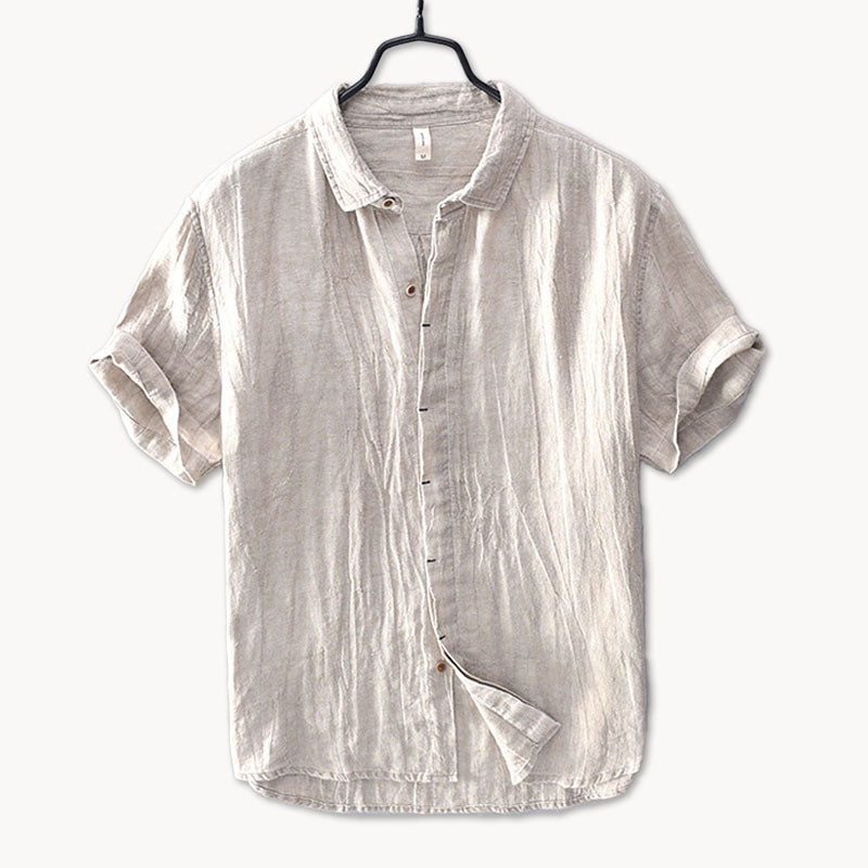 Men's Casual Linen Short Sleeve Button Down Shirt