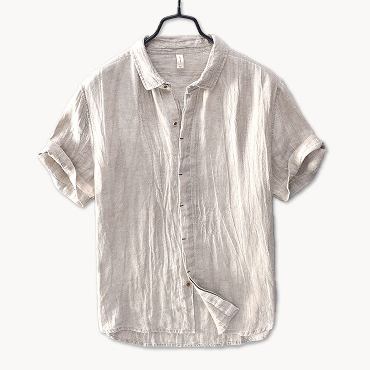 Men's Casual Linen Short Sleeve Button Down Shirt