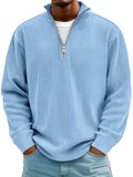 Men's Ribbed Knit Quarter Zip Wool Mix Pullover Sweater