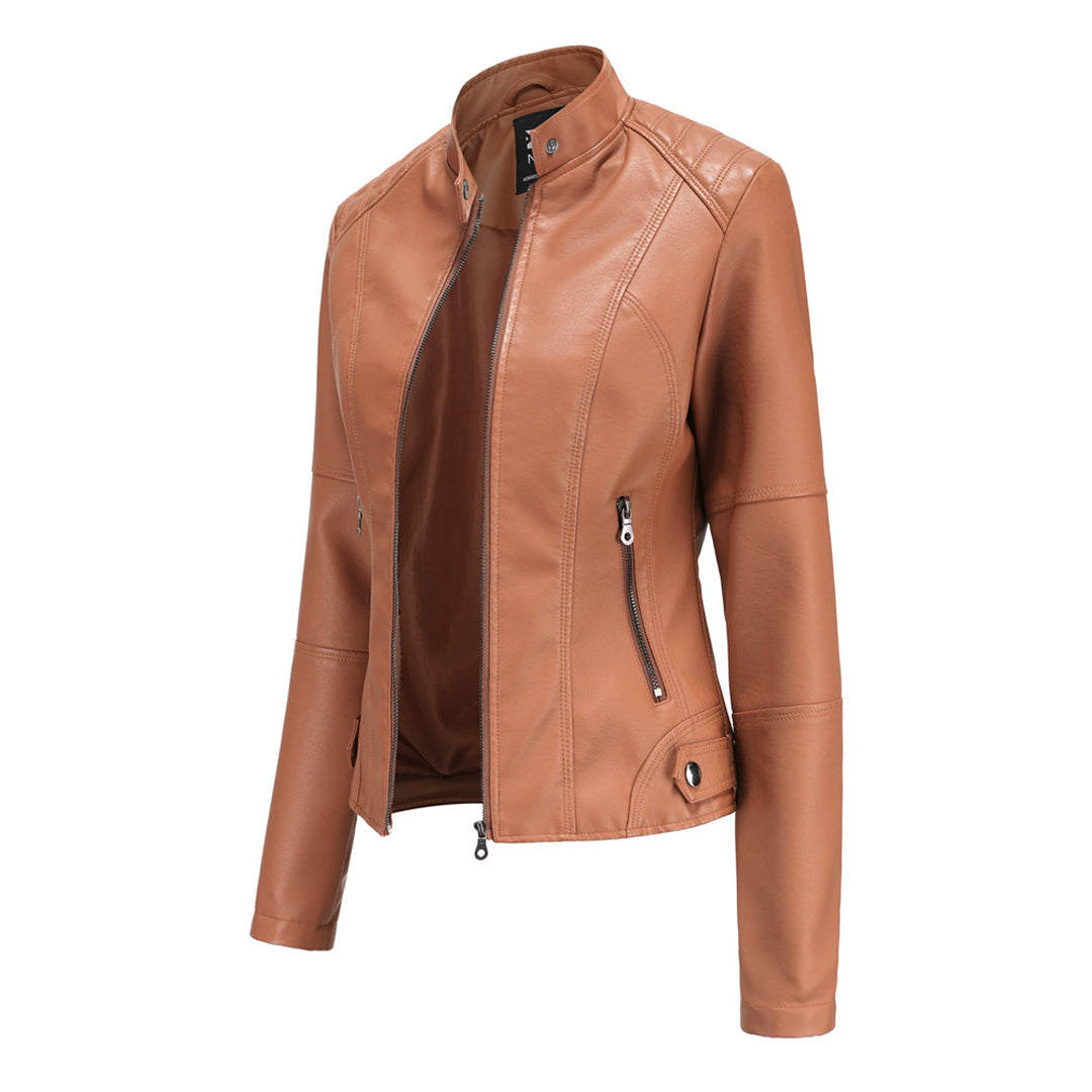 Women's Faux Leather Moto Biker Jacket