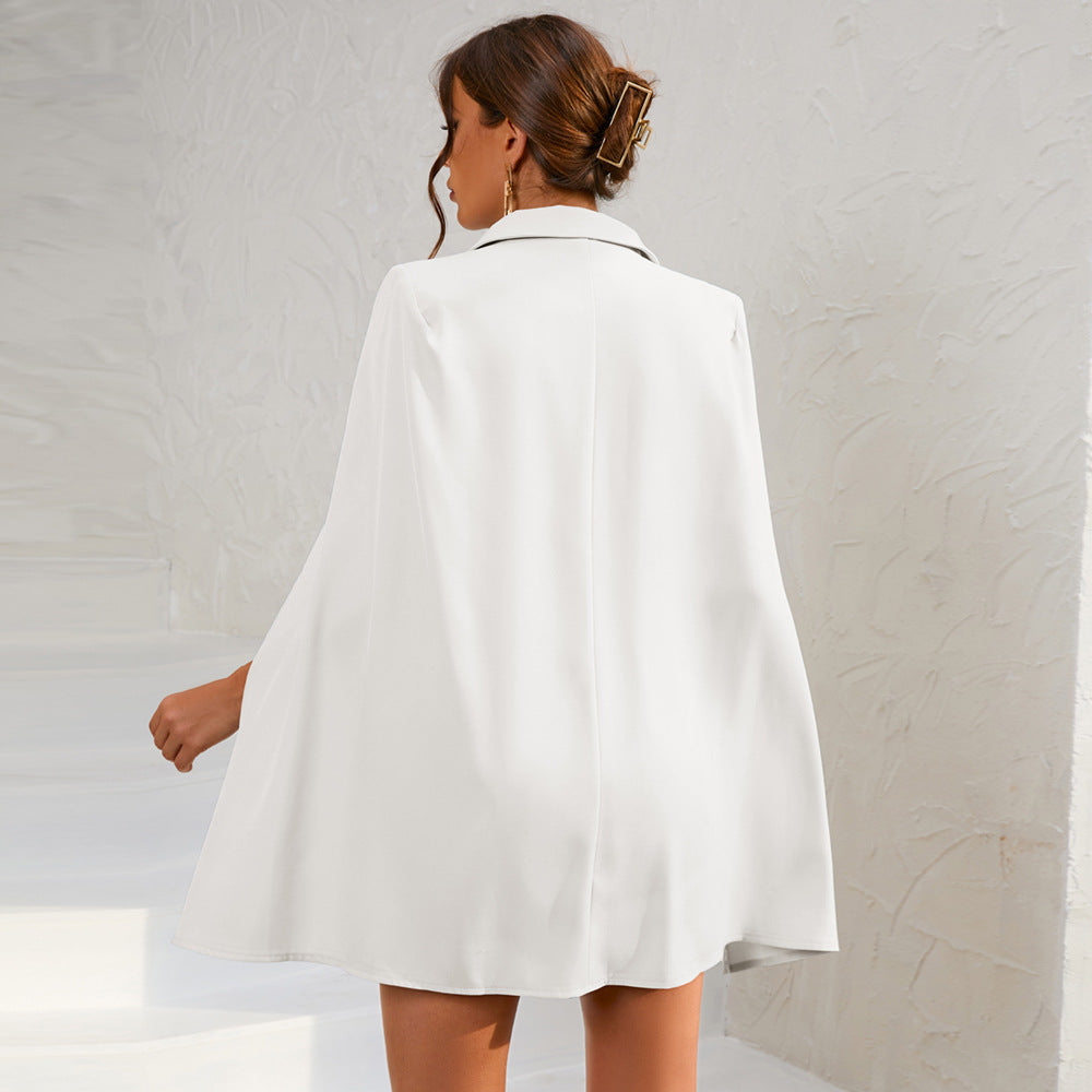 Women's Wool Mix Double Breasted Cape Blazer Dress
