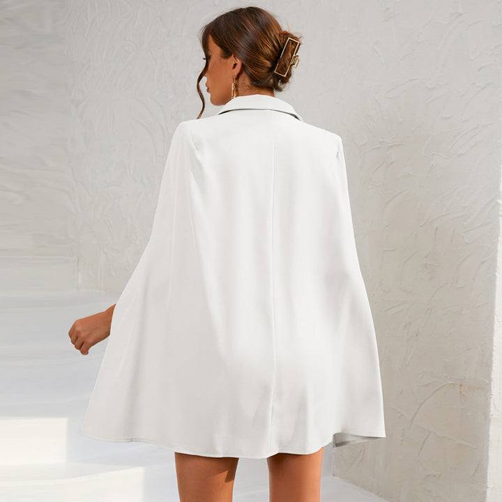 Women's Wool Mix Double Breasted Cape Blazer Dress