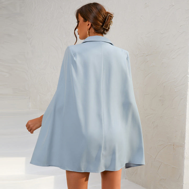 Women's Wool Mix Double Breasted Cape Blazer Dress