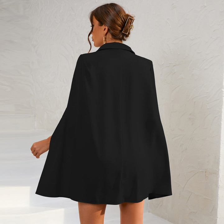 Women's Wool Mix Double Breasted Cape Blazer Dress