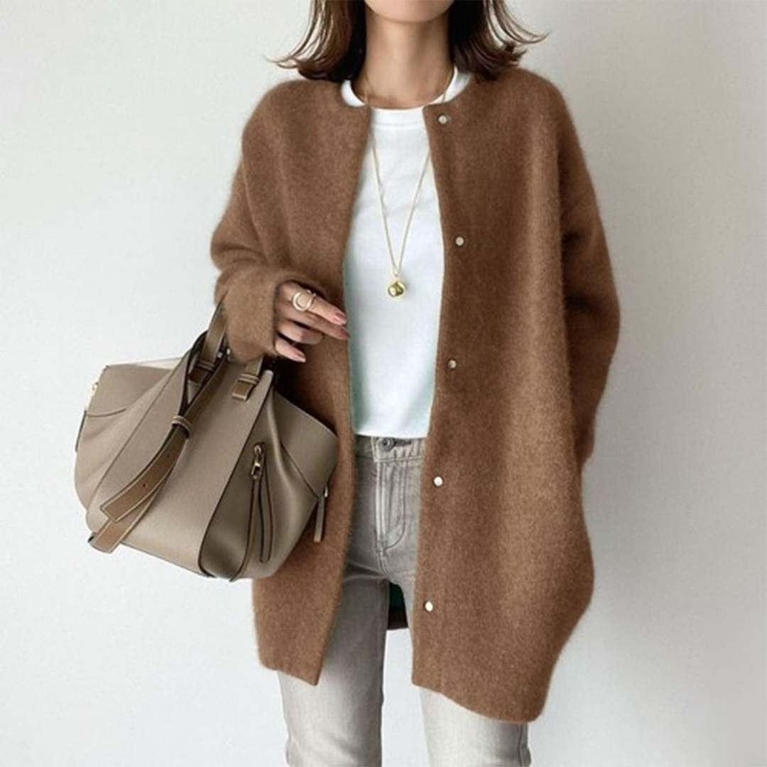 Women's Merino Wool Snap-Front Long-Sleeve Cardigan