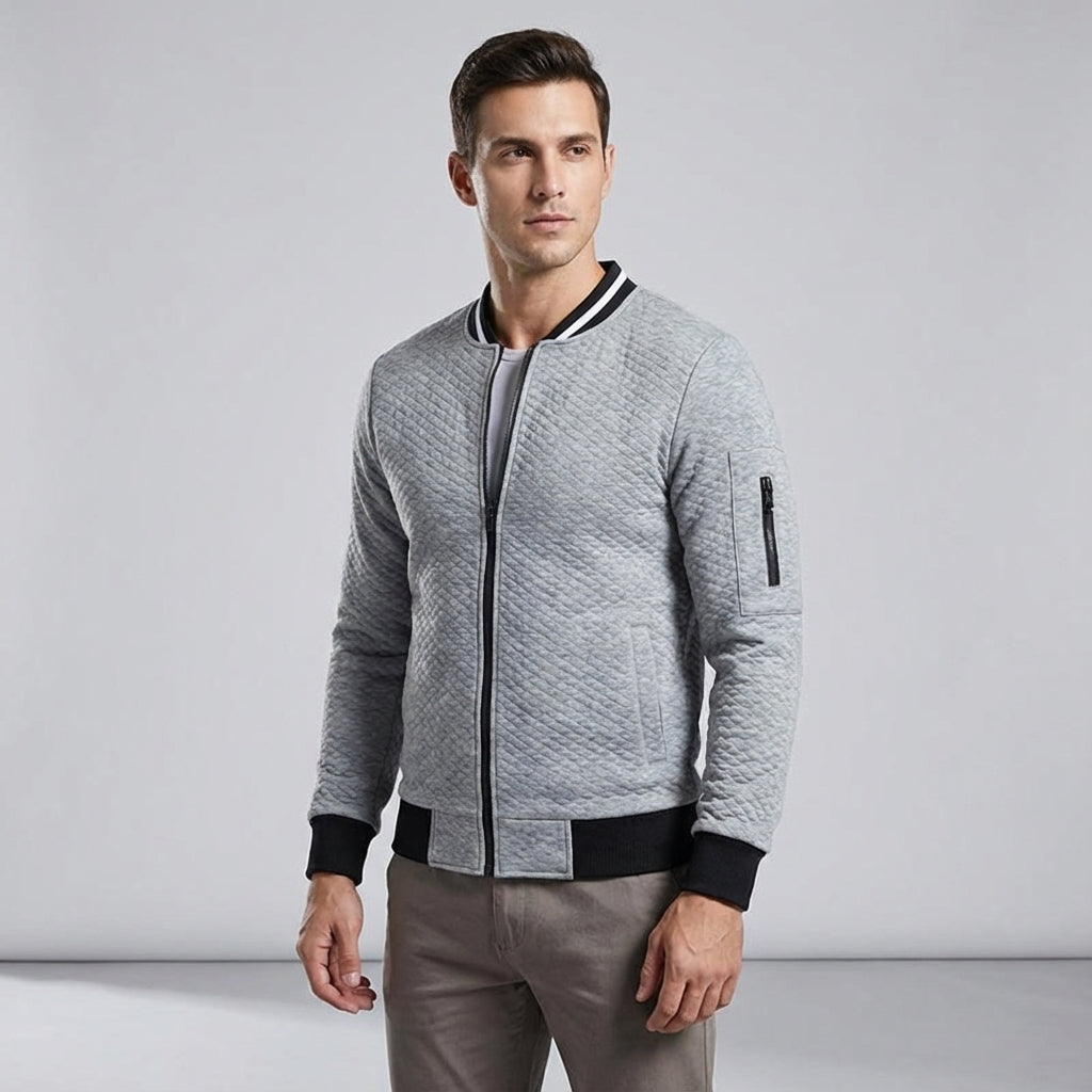 Men's Fleece Bomber Jacket Zip Up Sweatshirt