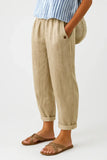 Women's Linen Trousers Loose Fit Casual Pants Elastic Waistband