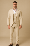 Men's Three Piece Slim Fit Wool Mix Wedding Formal Suit