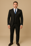 Men's Slim Fit Three Piece Wool Suit for Business and Formal Occasions