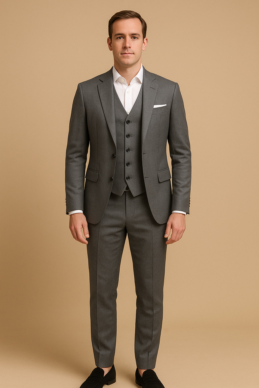 Men's Wool Mix 3 Piece Slim Fit Wedding Business Suit