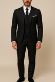 Men's Three Piece Slim Fit Wool Mix Wedding Business Formal Suit