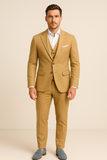 Men's Three Piece Slim Fit Wool Suit Formal Business Tuxedo