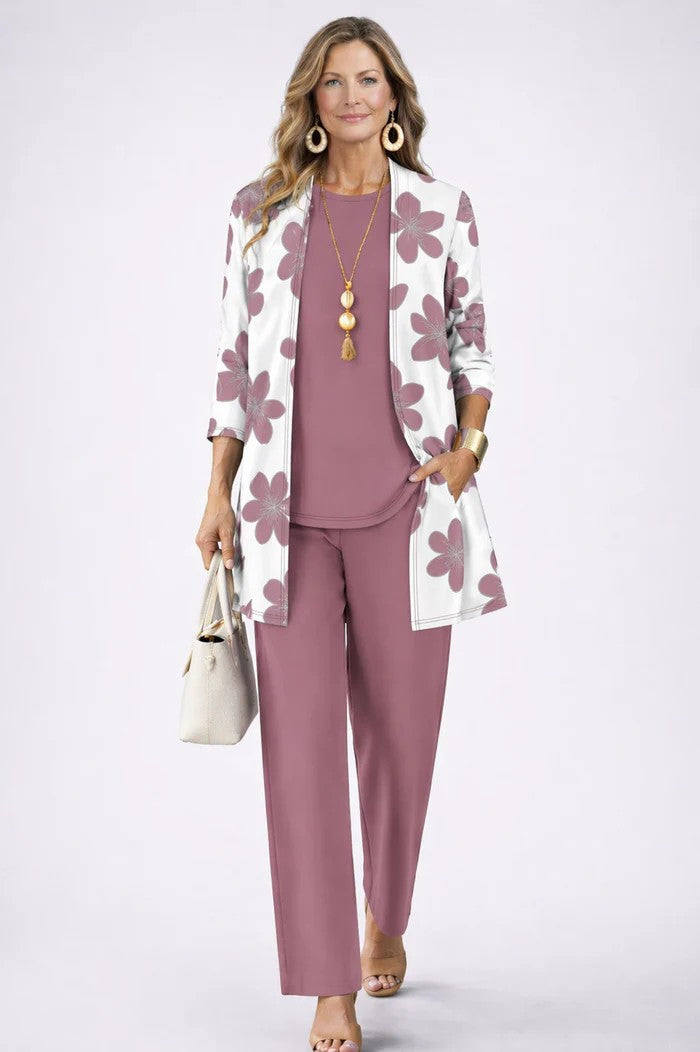 Women’s Linen Blend Cardigan & Wide-Leg Trouser Set
