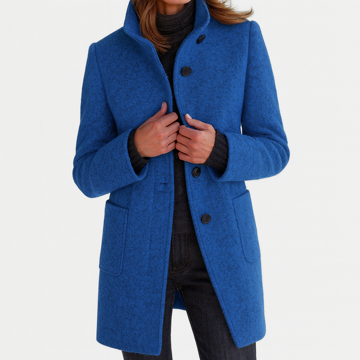 Women's Wool Mix Stand Collar Overcoat Mid-Length Jacket