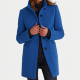 Women's Wool Mix Stand Collar Overcoat Mid-Length Jacket
