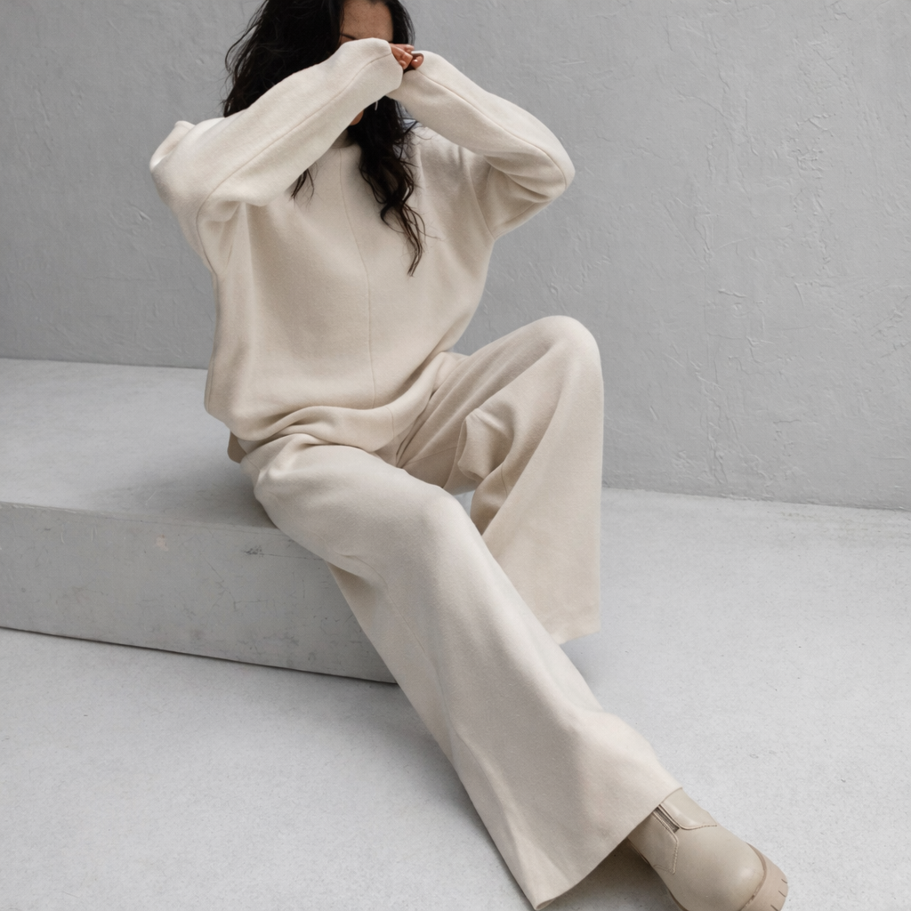 Women Knit Wide Leg Loungewear Set