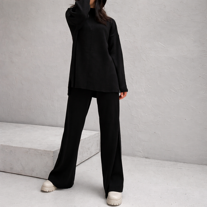 Women Knit Wide Leg Loungewear Set