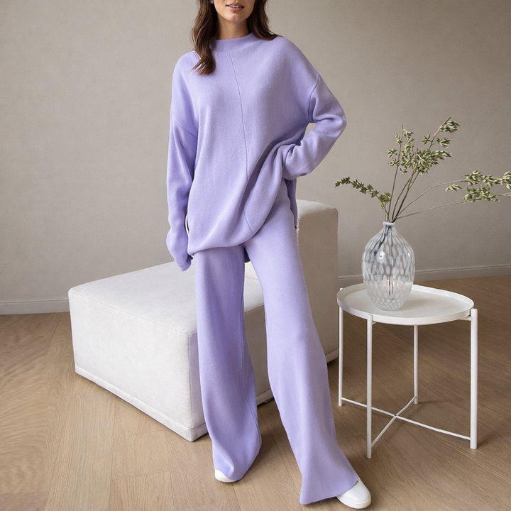Women Knit Wide Leg Loungewear Set