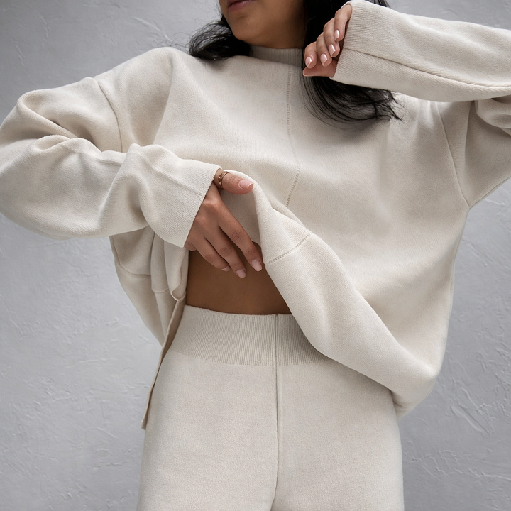 Women Knit Wide Leg Loungewear Set